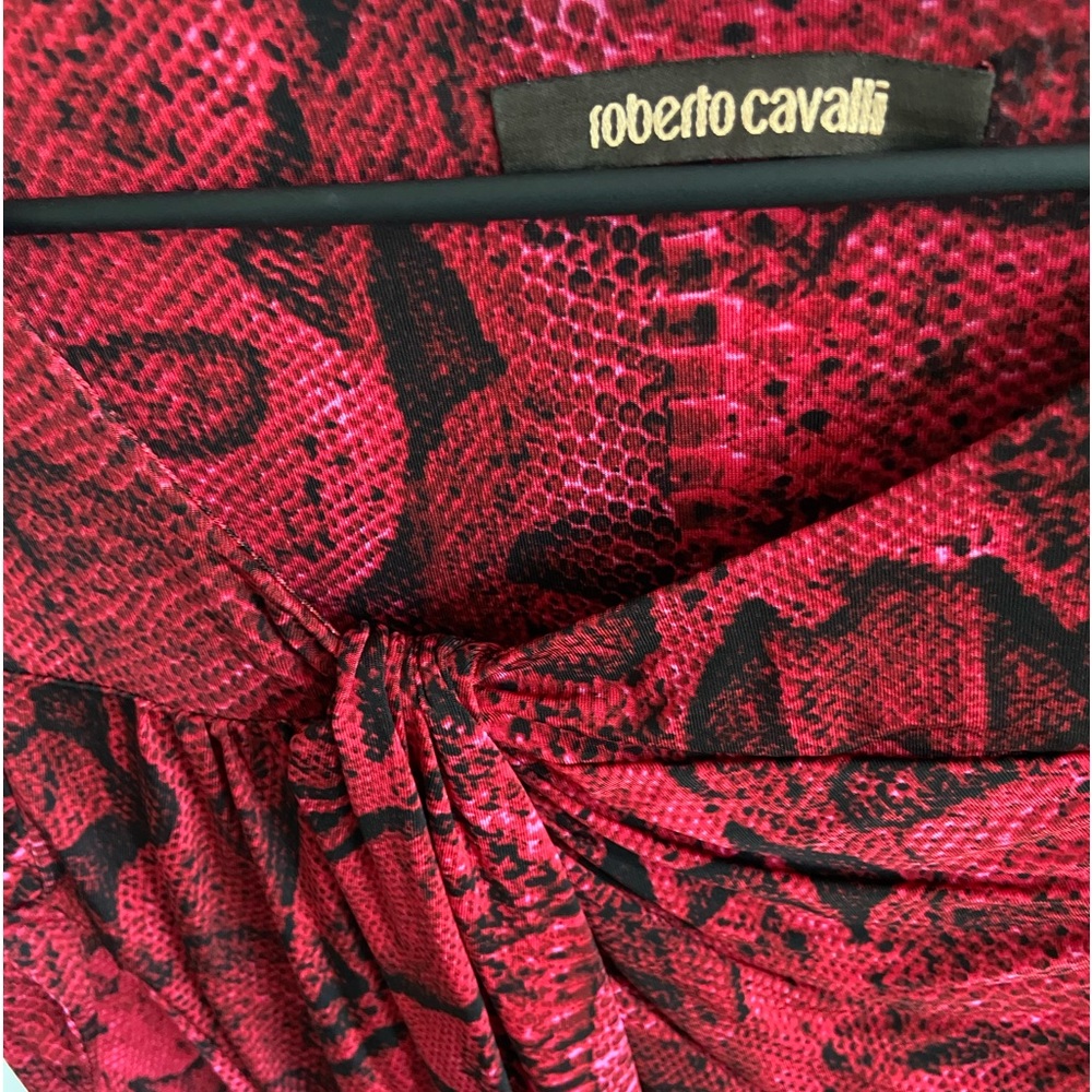 ROBERTO CAVALLI Long Sleeve Black and Red Snake Print Dress Size 6 - Picture 5 of 5